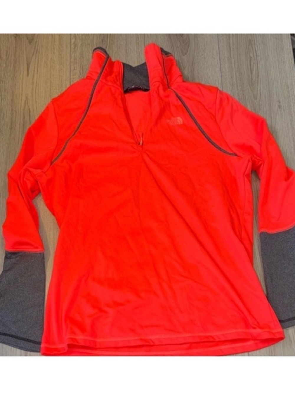 The north face pink grey quarter zip sweatshirt sweater